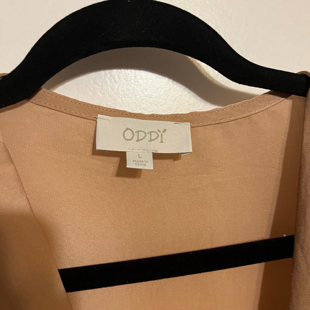 ODDY Satin Twist Front Colorblock midi Dress Size Large - Picture 4 of 6